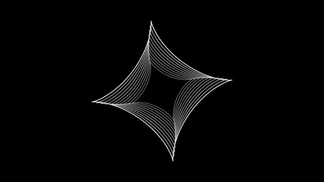 Rotating layered astroid curves in pearl white on transparent background