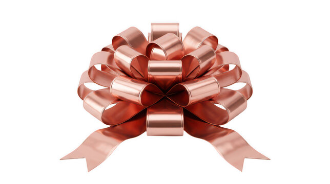 Rose gold metallic gift bow for luxurious holiday packaging.