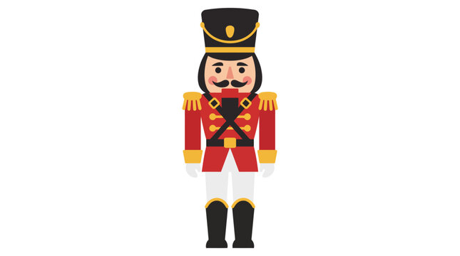 Traditional nutcracker soldier vector illustration in festive uniform