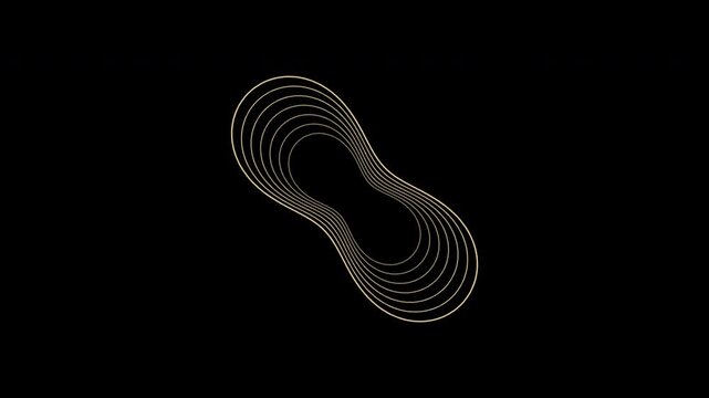 Rotating Cassini oval contours in champagne gold on transparent background