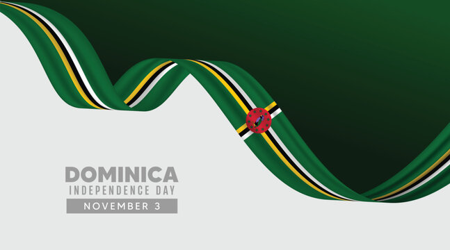 Dominica Independence Day Design Featuring National Colors Ribbon And November Celebration vector poster