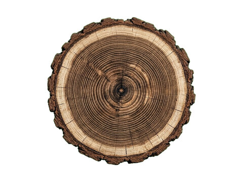  Cross-Section of a Tree Trunk with Visible Annual Growth Rings Isolated