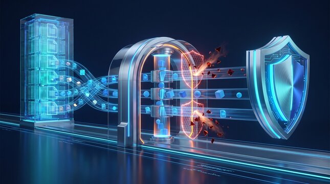 Cybersecurity Barrier Protecting Digital Files from Data Loss