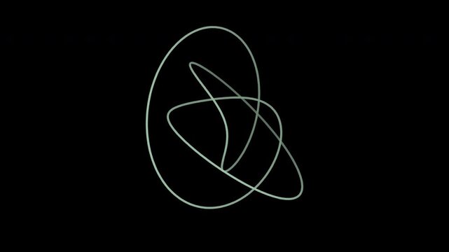 Rotating figure eight knot sculpture in sage green on transparent background