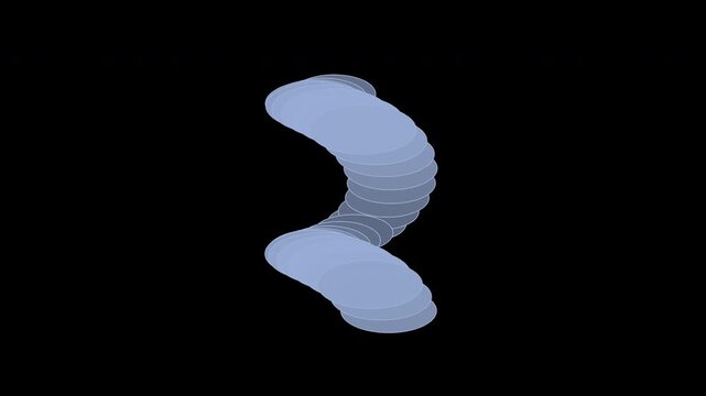 Swaying helical disk column in periwinkle blue on transparent background