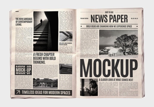 Old Open Newspaper Mockup