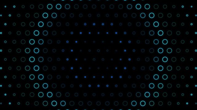 Abstract blue digital circles pulsing in dark background with cinematic motion and soft glow