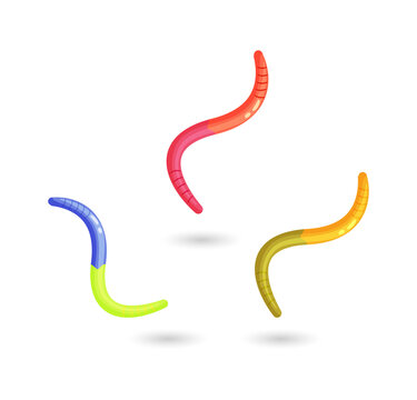 Colorful worms isolated on transparent background