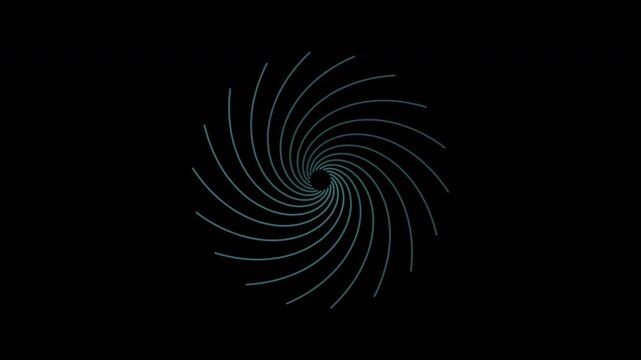 Rotating logarithmic spiral fan in petrol teal on transparent background