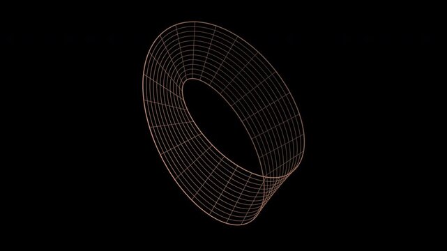 Twisting Mobius contour band in copper warm on transparent background