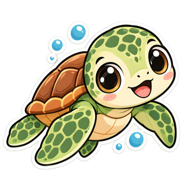 Adorable swimming sea turtle