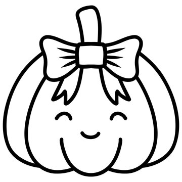 pumpkin with ribbon, halloween cute character