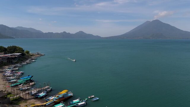 Aerial View of Lake Atitlan and Volcanoes in Guatemala