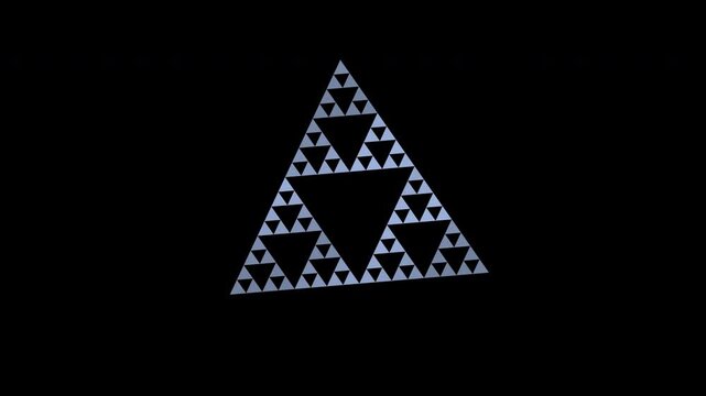 Breathing Sierpinski triangle lace in periwinkle blue on transparent background