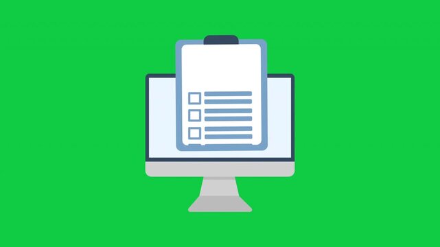 A document checkmark on checklist audit and review icon in cartoon animation with correct and wrong sign. Task management with feedback