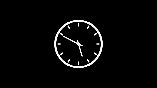 Clock spinning, watch animation on transparent background with alpha channel. Clock icon flat style 24 hours