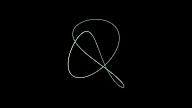 Rotating trefoil filament knot in sage green on transparent background