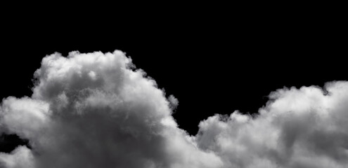 Fototapeta premium white cloud on black background. Wide sky and clouds dark tone.