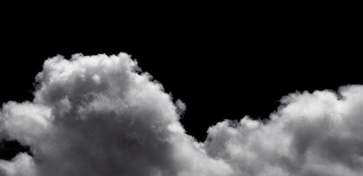 white cloud on black background. Wide sky and clouds dark tone.
