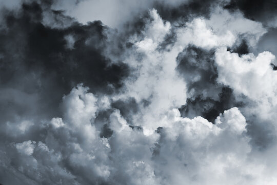 white cloud on black background. Wide sky and clouds dark tone.