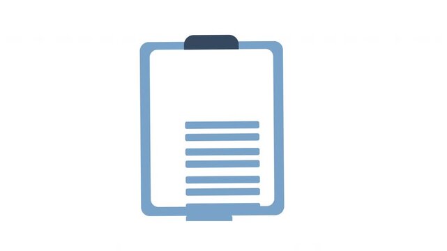Rejected check mark on document checklist icon with magnifying glass for data audit in a cartoon animation. Failed project management task list