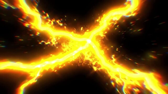 Dynamic yellow lightning bolts flashing across a minimalist black background with vibrant electric energy pulses and glowing static patterns moving rapidly