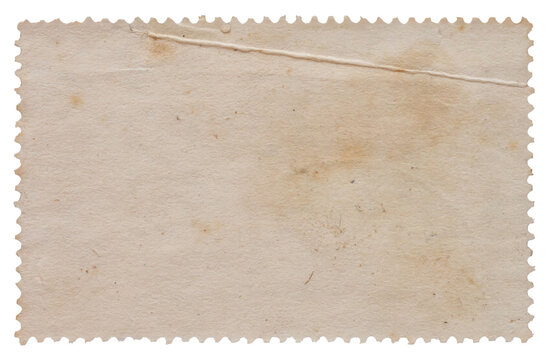 Blank old postage stamp isolated on white background