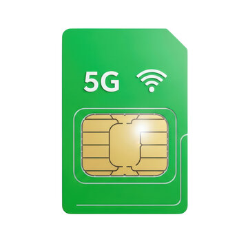 Green 5g sim card icon with wireless signal symbol