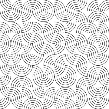 Seamless abstract pattern of interlocking concentric semi-circles as PNG asset