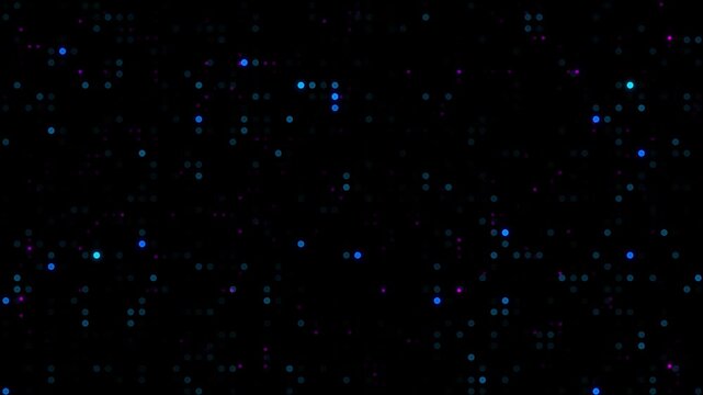 abstract flickering particles. Glowing dots on black background for digital technology