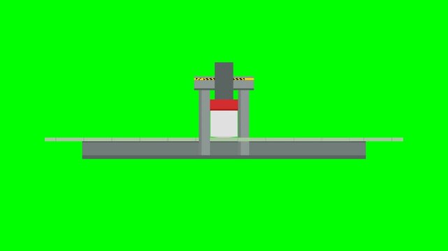 Automated Green-State Ceramic Guillotine Cutter Industrial Vector Animation