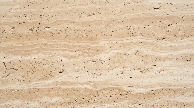 Cream travertine stone texture with horizontal banding and natural pits
