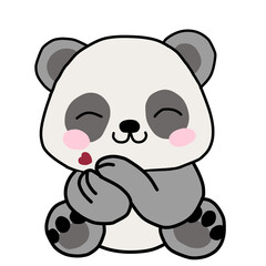 Adorable winking panda bear character love doodle art © Khaerani