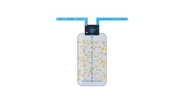 Automated Commercial Dish Machine Ion-Exchange Water Softener Resin Tank and Multiport Brine Valve Motion Graphic