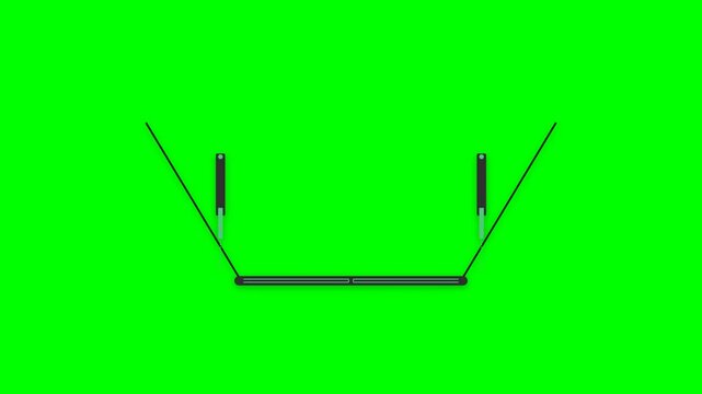 2D Vector Motion Graphic of Automated Dredging Mud-Gate Hydraulic Bottom Flap in Emerald Green and Cast Iron