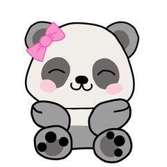 Kawaii baby panda bear with pink © Khaerani