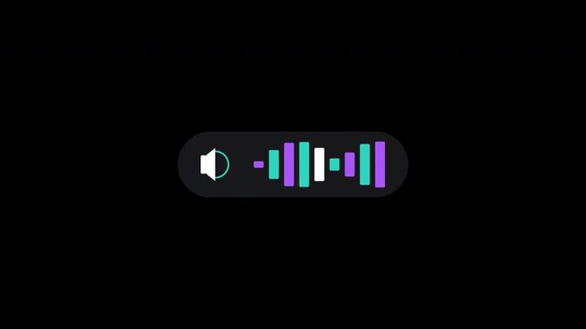 Flat audio sound wave equalizer pill badge graphic speaker icon and pulsing equalizer bars on a transparent background
