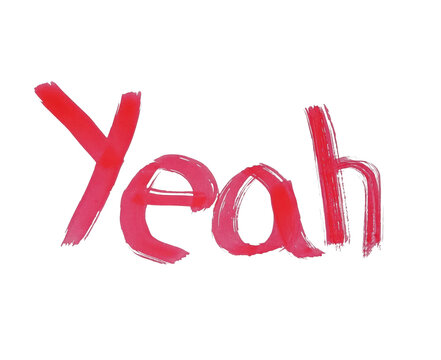 Handwritten yeah text in red color
