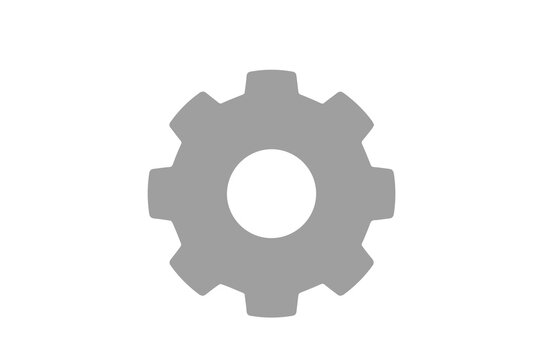 Gear icon isolated on transparent background, simple mechanical cog wheel symbol for industrial design and technology interface