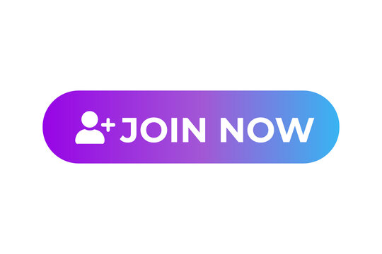Join Now button with user icon isolated on transparent background for web and mobile interface design