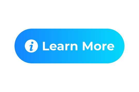 Learn More button icon isolated on transparent background for web interface and digital user experience design