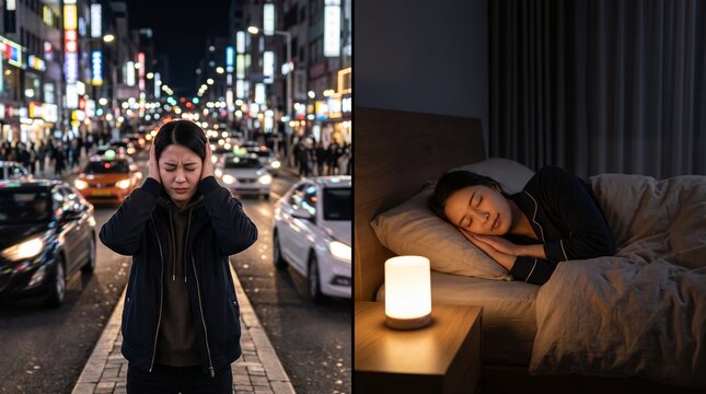 Loud City Night to Calm Quiet Bedroom
