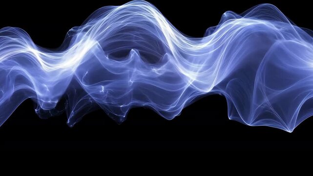 Light patterns create movement on a dark background showing fluid forms and shapes in a dynamic display