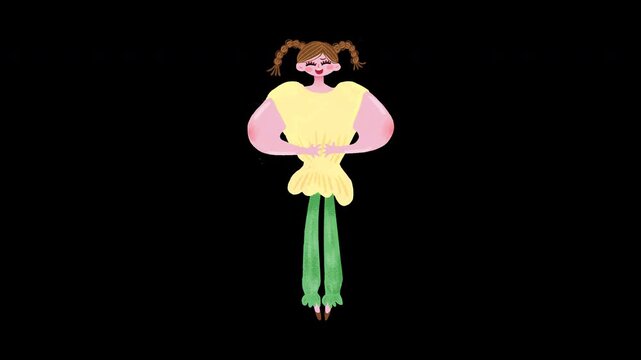 Girl Laughing Hard and Holding Her Stomach Animation