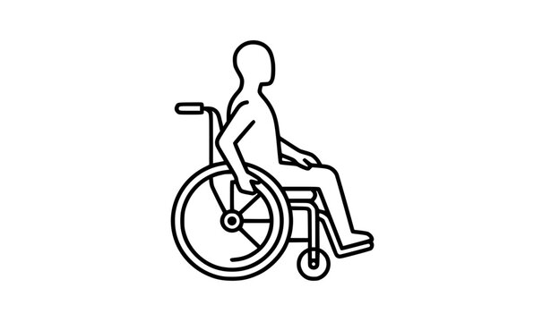 Accessible Wheelchair User Side Profile Mobility Line Art Icon