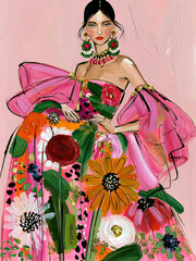 Fototapeta premium woman & flowers