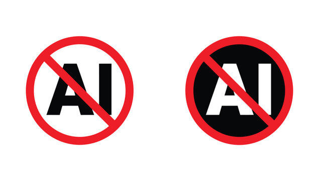 No silhouette sign forbidden symbol with artificial intelligence