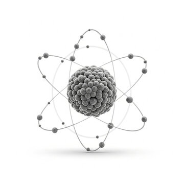Realistic Rendering Atom Structure with Orbitals and Nucleus Scientific Illustration