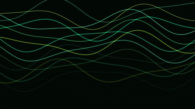 An ultra-premium 4K seamless 10-second abstract motion graphic. Features curated leaf green and forest color palettes, organic flowing fluid waveforms, additive glow blending, and infinite seamless lo