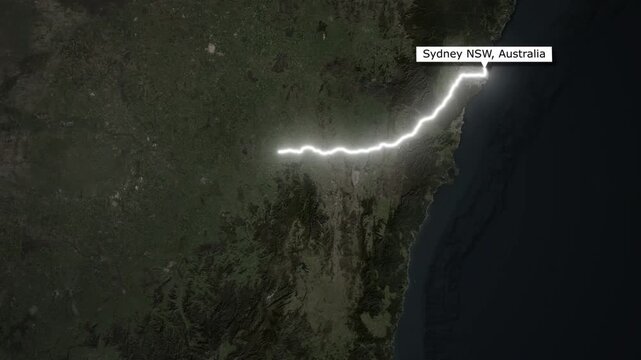Flight Route Animation From Sydney to Melbourne on Australia Map